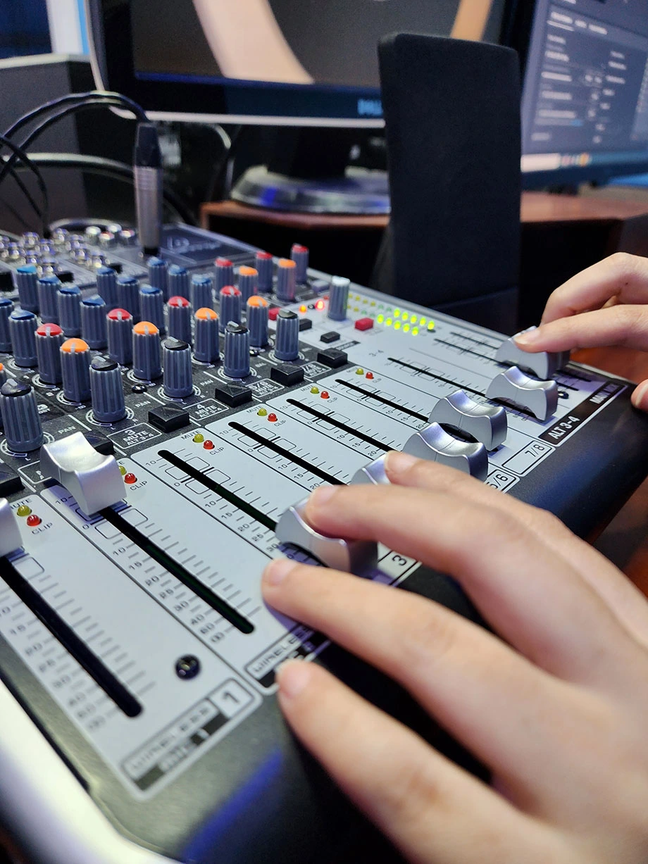 Close-up mixer studio