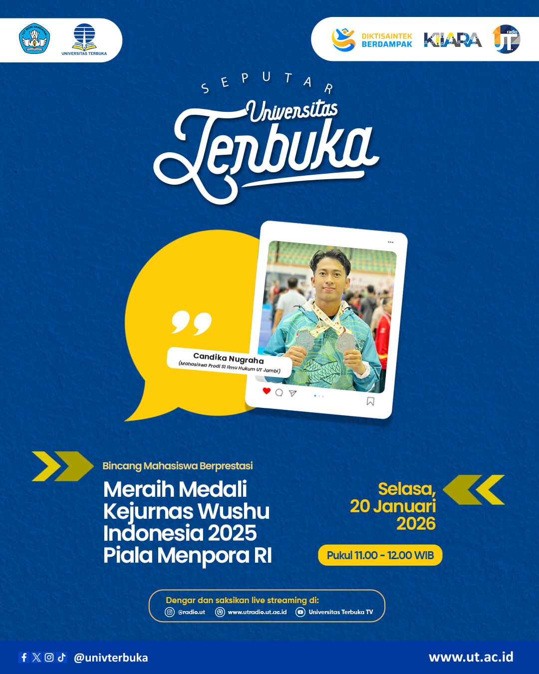 Bincang Mahasiswa Berprestasi: Meraih Medali Kejurnas Wushu Indonesia 2025 Piala Menpora RI