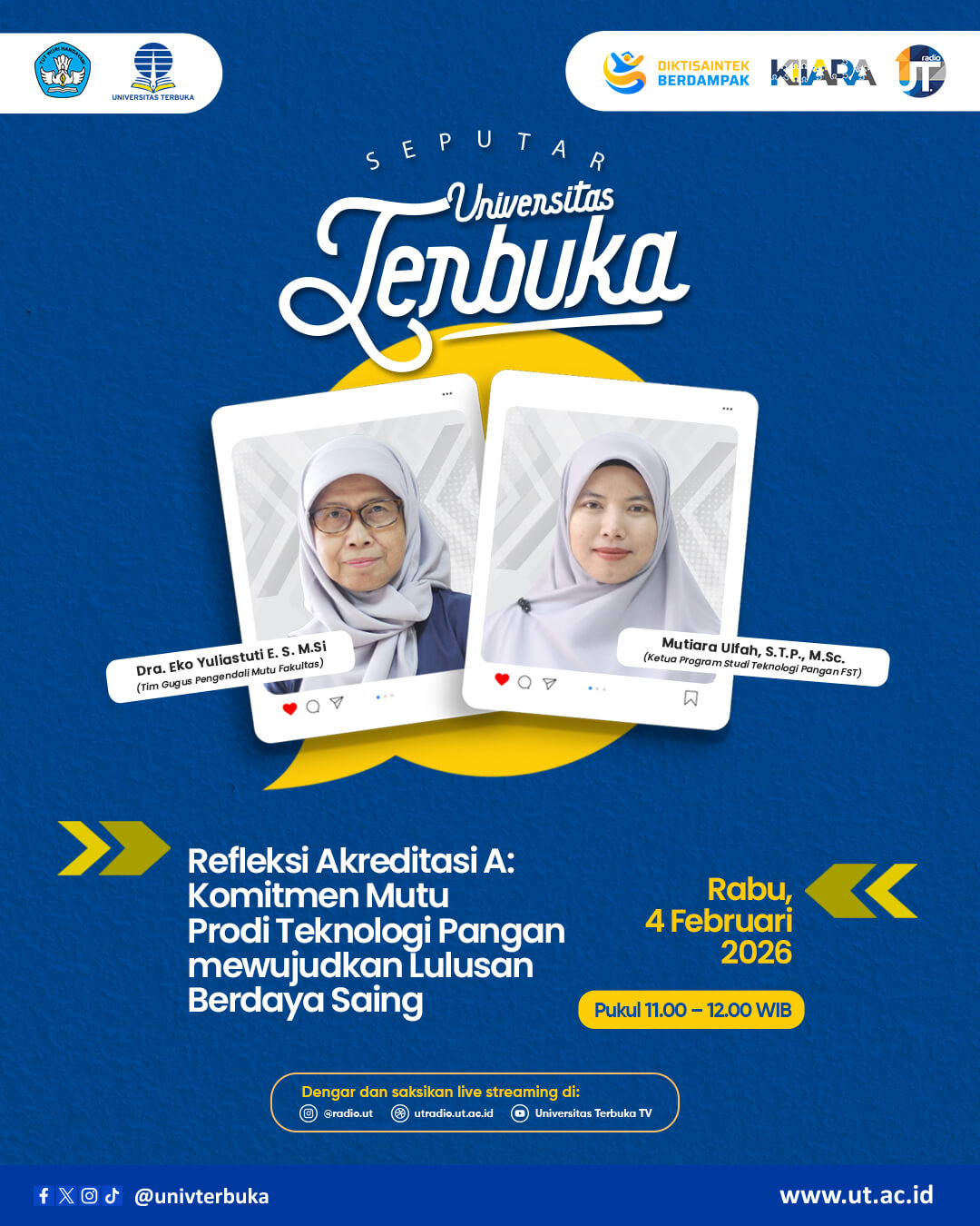 Refleksi Akreditasi A: Komitmen Mutu Prodi Teknologi Pangan mewujudkan Lulusan Berdaya Saing