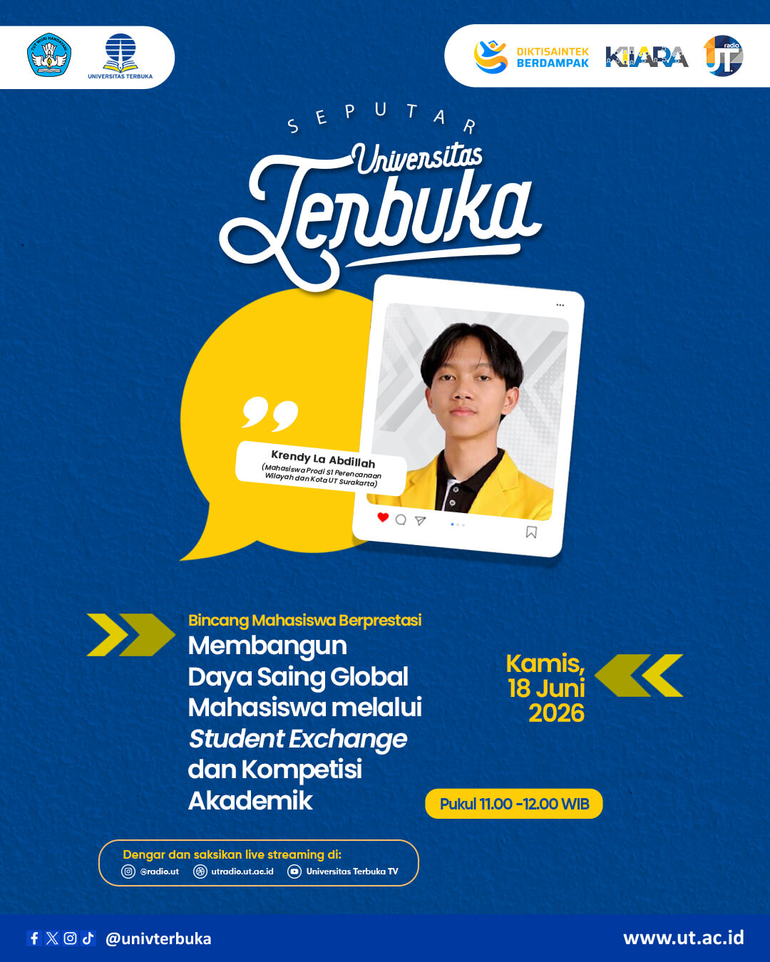 Bincang Mahasiswa Berprestasi "Membangun Daya Saing Global Mahasiswa melalui Student Exchange dan Kompetisi Akademik"