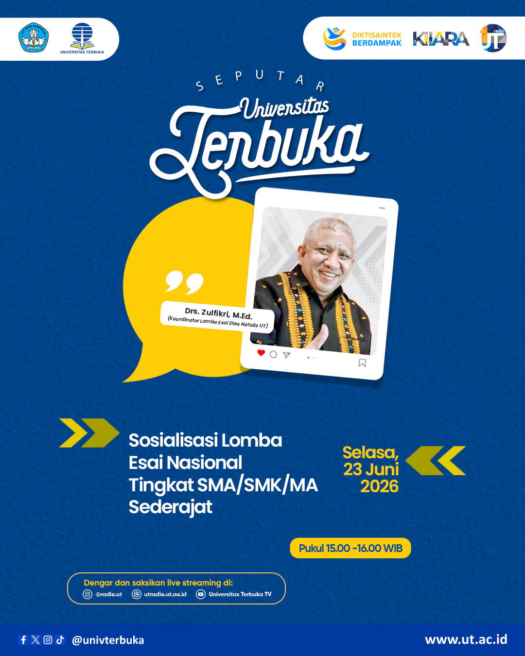 Sosialisasi Lomba Esai Nasional Tingkat SMA/SMK/MA Sederajat