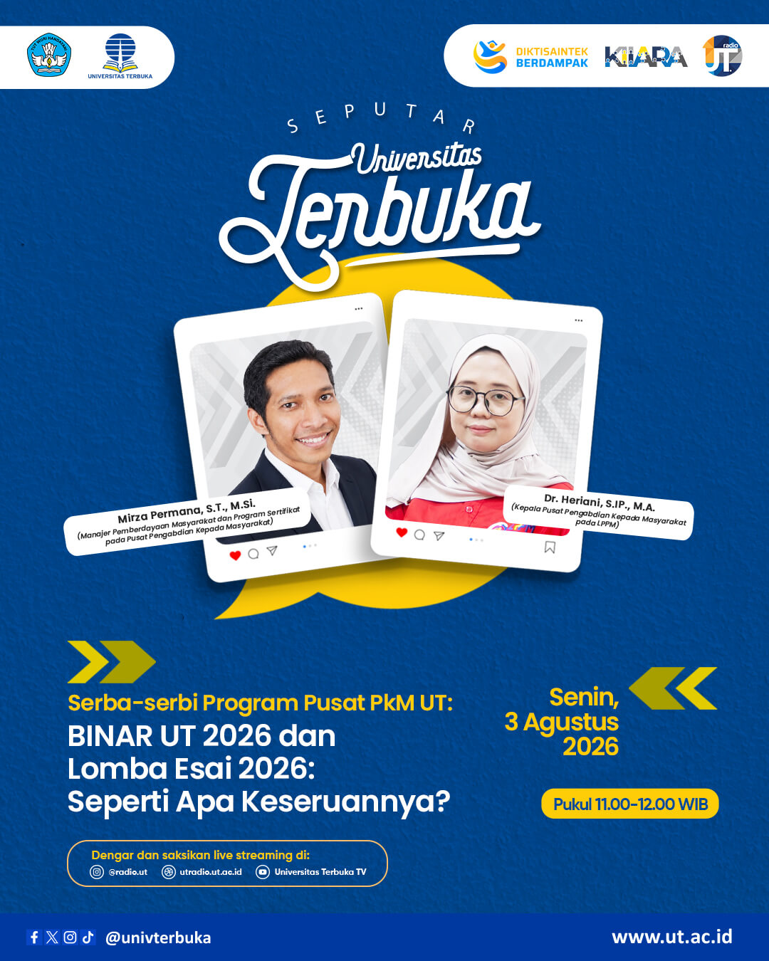 Serba-serbi Program Pusat PkM UT:  BINAR UT 2026 dan Lomba Esai 2026: Seperti Apa Keseruannya?